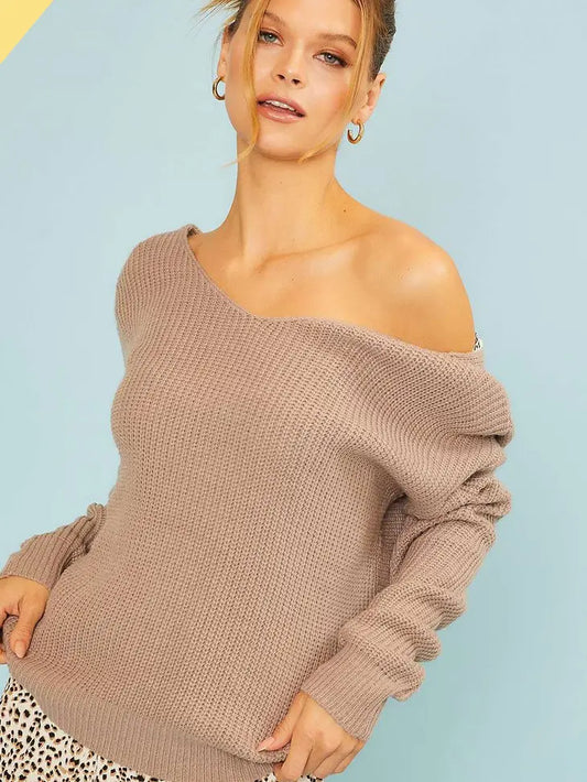 Taupe Grey Twisted Sweater
