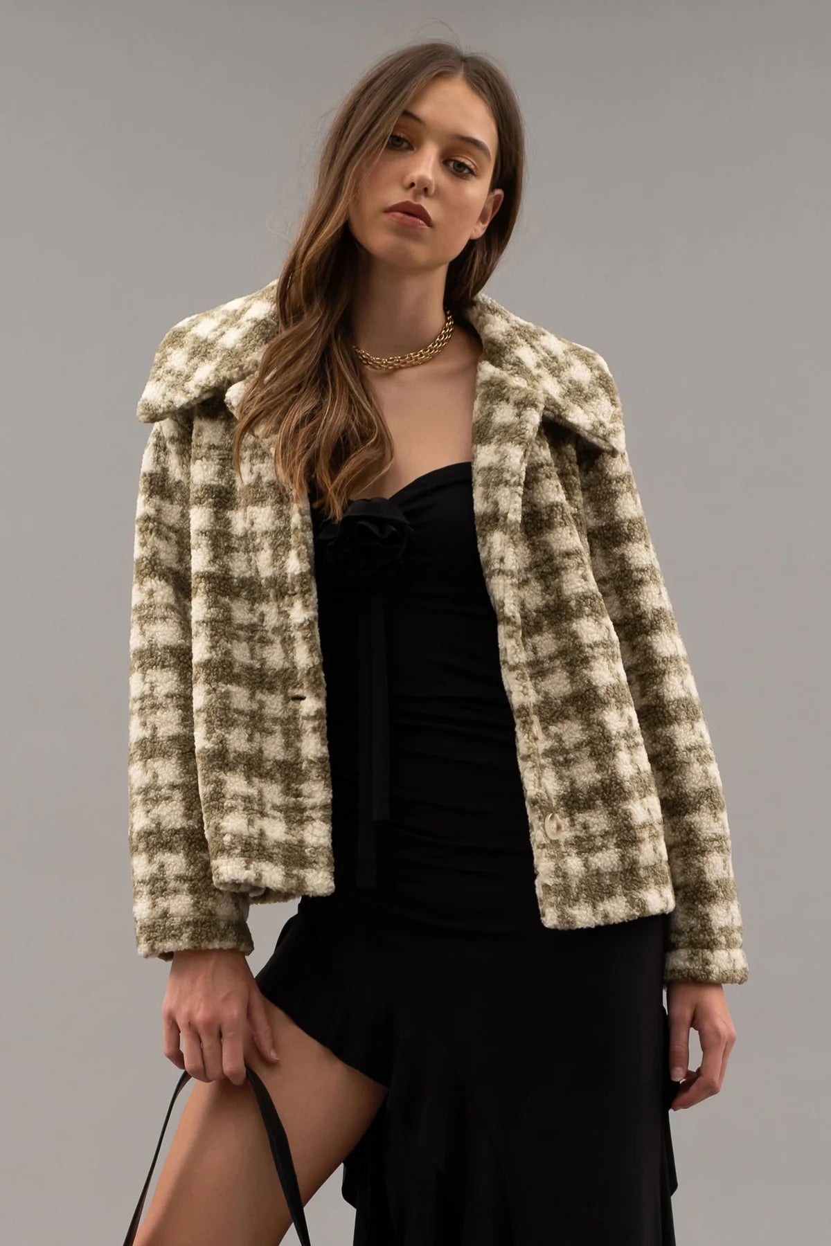 Olive Button Up Collard Jacket