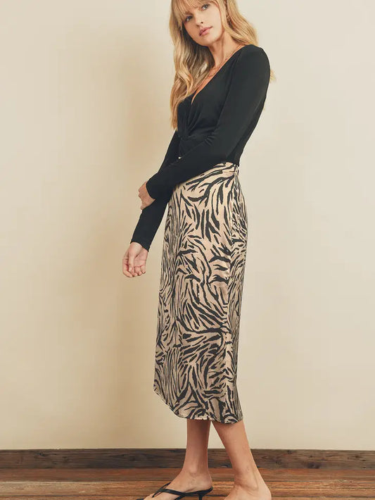 A-Line Charcoal Midi Skirt