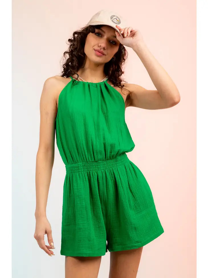 Green Halter Romper
