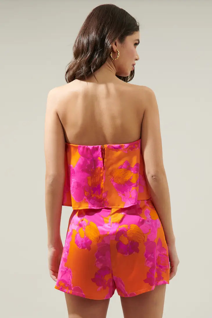 Mai Tai Floral Strapless Romper