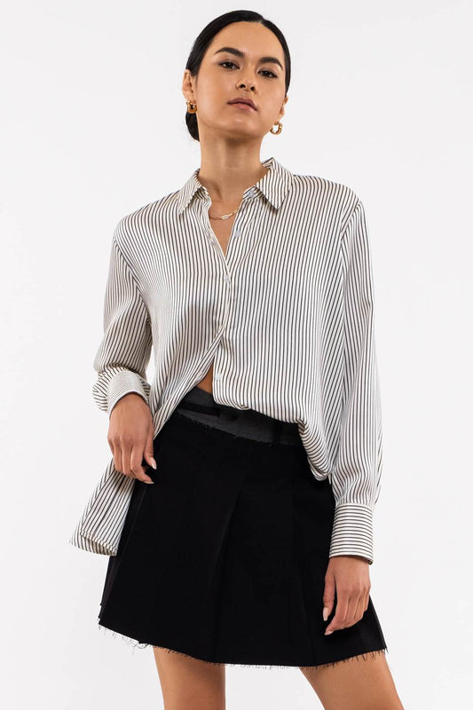 Pin Stripe Button Up Top