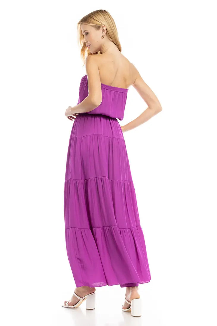 Purple Maxi Tiered Tube Dress