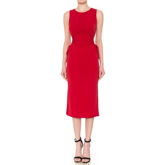 Red Side Cutouts Midi Dress