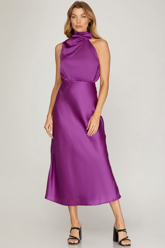 Magenta Purple Midi Dress