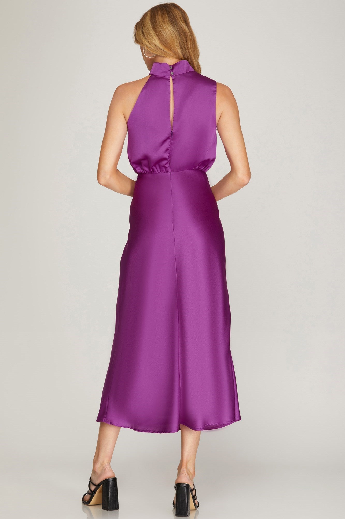 Magenta Purple Midi Dress