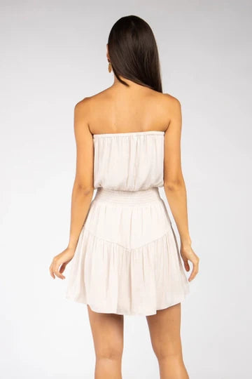 Tiered Papyrus Strapless Mini Dress