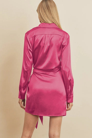 Orchid Pink Mini Shirt Dress