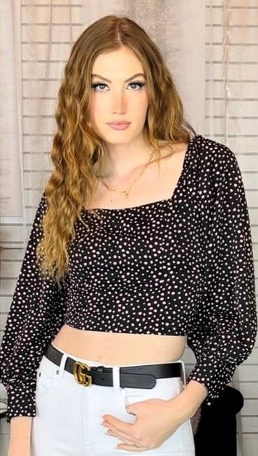 Polka-Dot Longsleeve Crop
