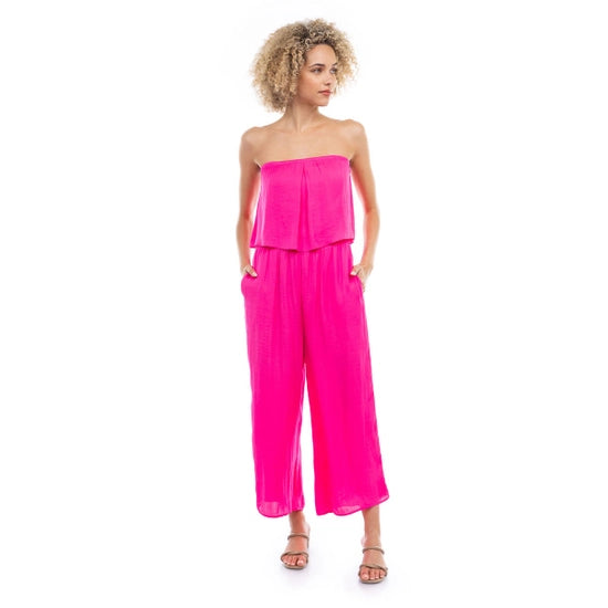 Pink Layered Cropped Jumpsuit Top