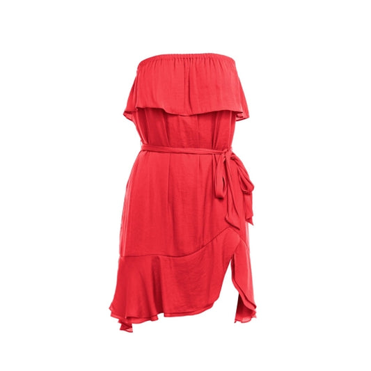 Crimson Mini High-Low Tube Dress