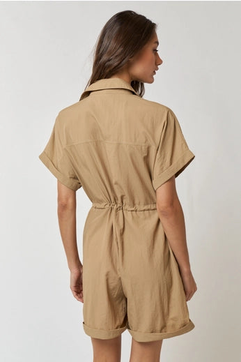 Camel Front Tie Design Romper