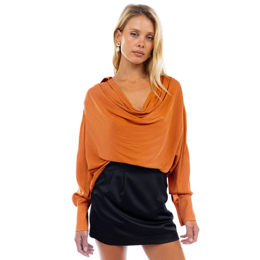 Carrot Cowl Neck Blouse