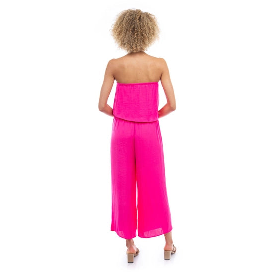 Pink Layered Cropped Jumpsuit Top