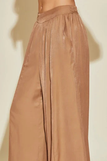 Banded Coffee Wide Pants