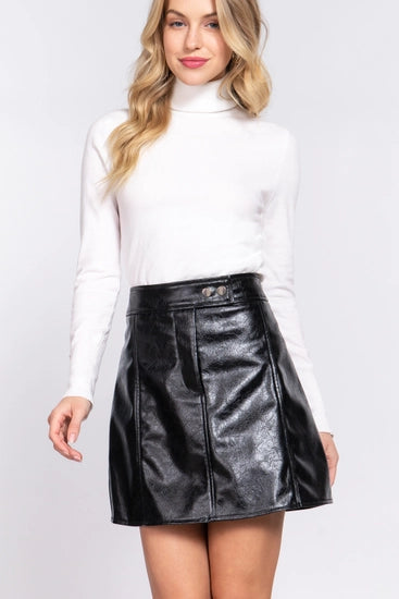 Coated PU Black Mini Skirt