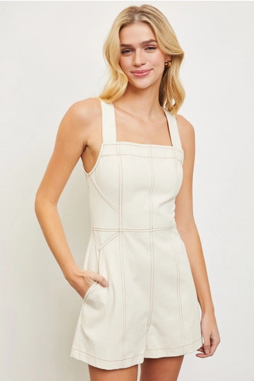 Oatmeal Tie Back Romper