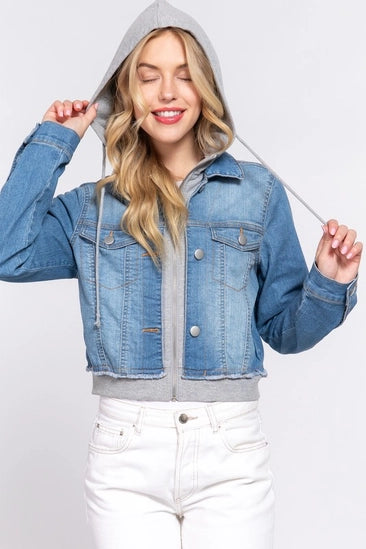 Terry Hoodie Denim Jacket