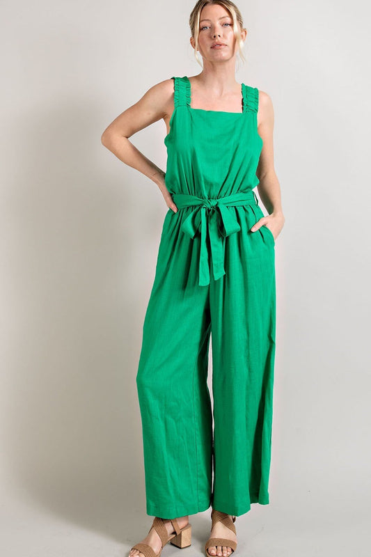 Kelly Green Sleeveless Jumpsuit