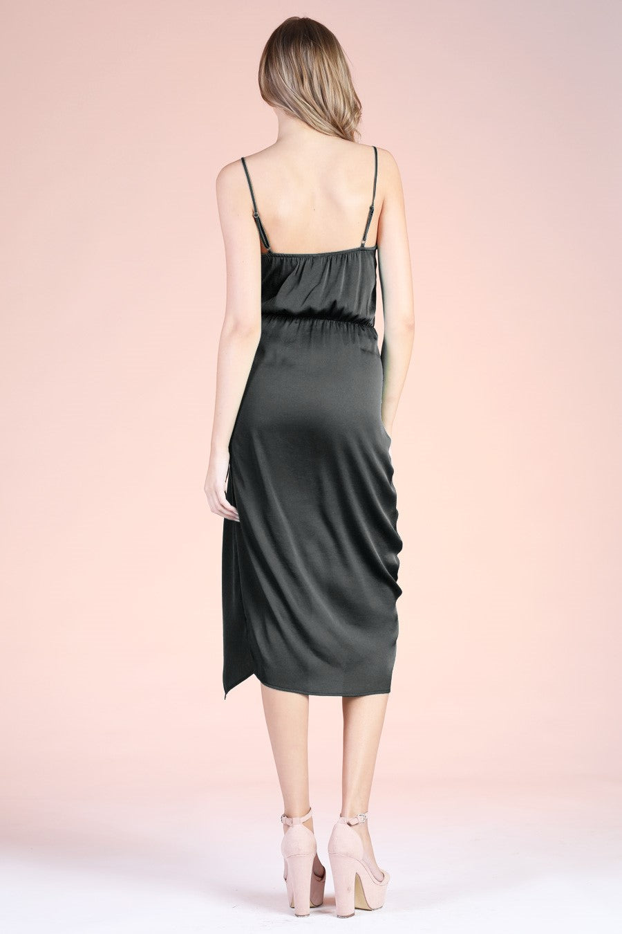 Black Midi Dress with Front Side Tie