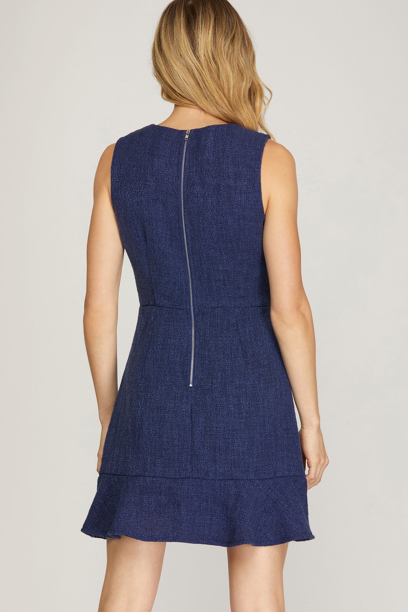 Navy Tweed Dress