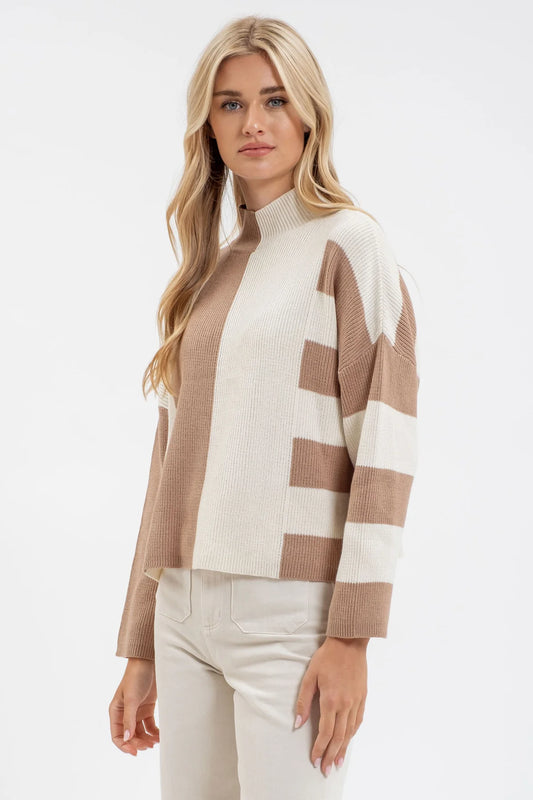 Stripe Mock Knit Sweater