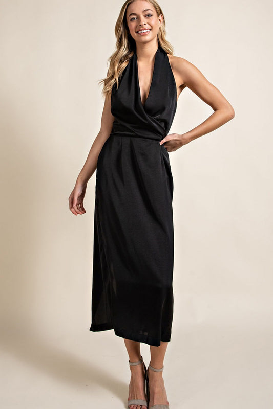 Satin Black Maxi Dress