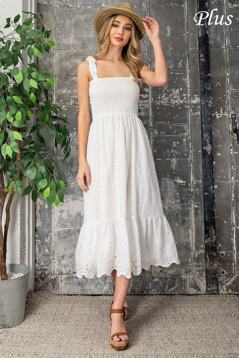 Off White Midi Dress With bow tie Straps