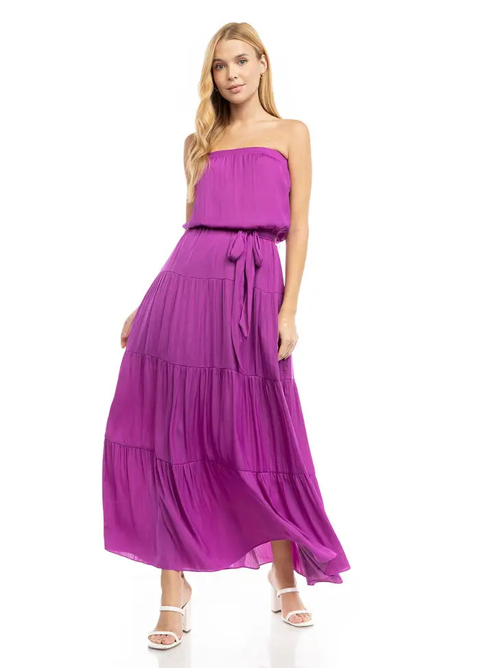 Purple Maxi Tiered Tube Dress