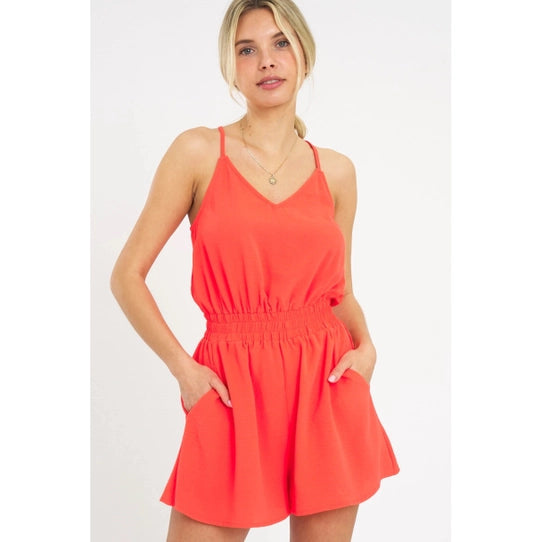 Sunkist Orange Cami Romper