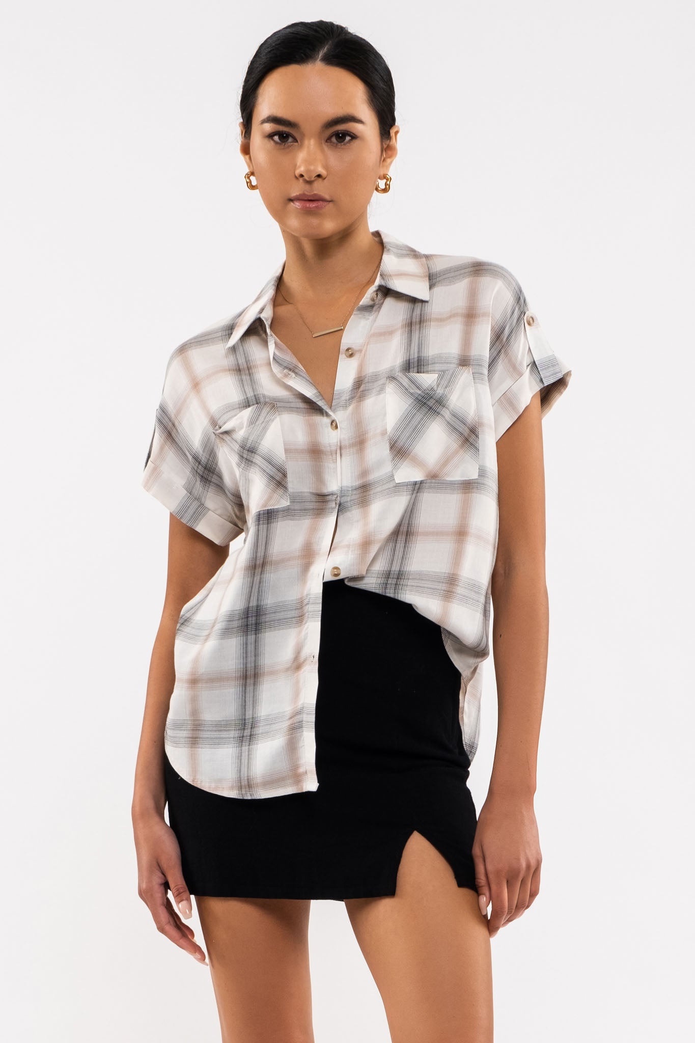 Plaid Button Down Top