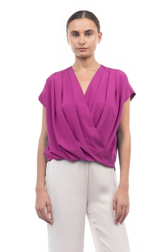 Fuchsia Pleat Blouse