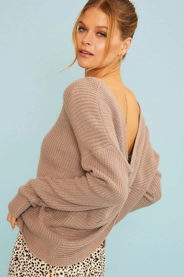 Taupe Grey Twisted Sweater