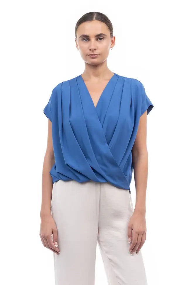 Cobalt Pleat Blouse