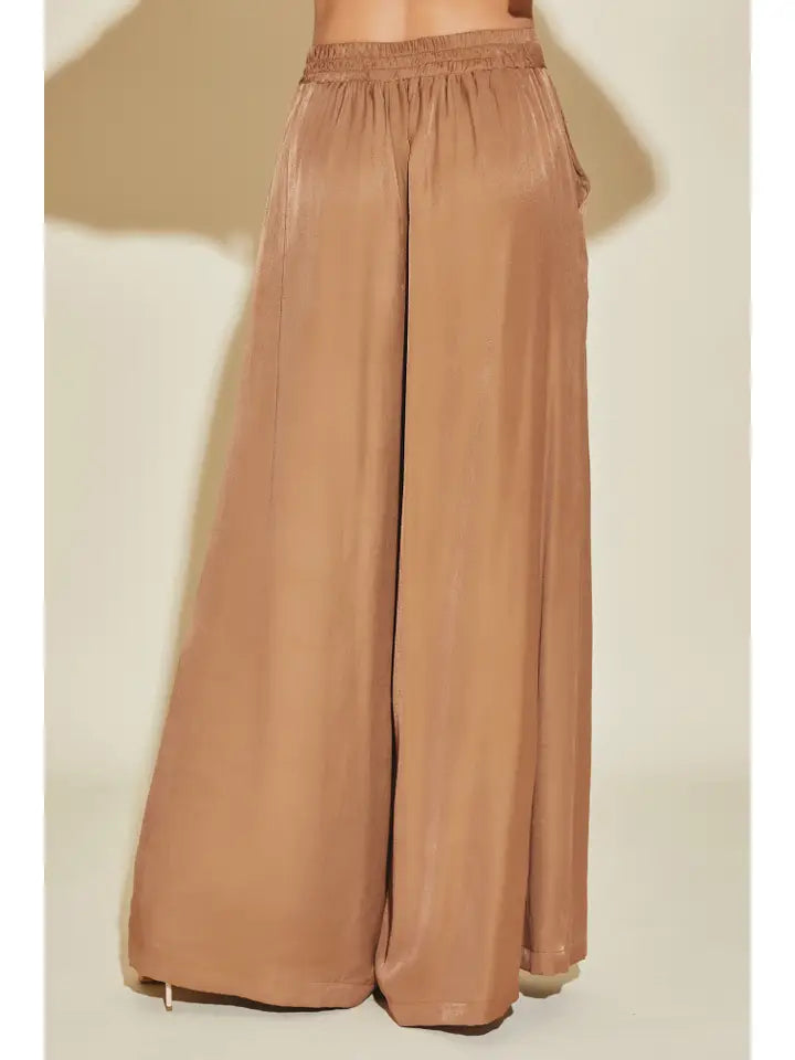 Banded Coffee Wide Pants