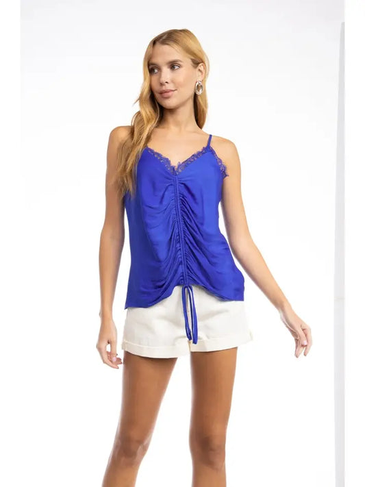 Capri Blue Camisole W/Lace & Drawstring