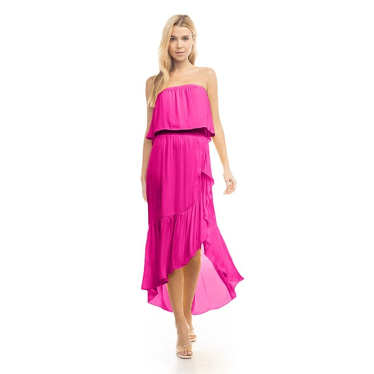 High Low Hot Pink Tube Dress