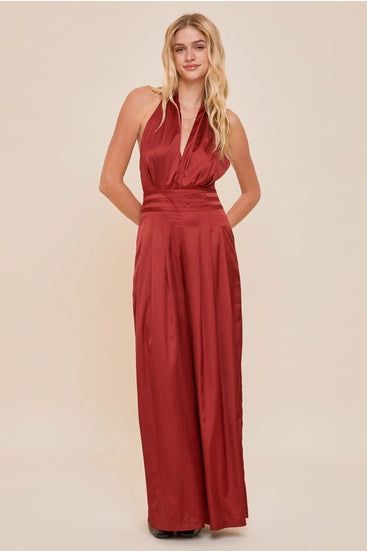 Chili Halter Neck Flare Leg Jumpsuit