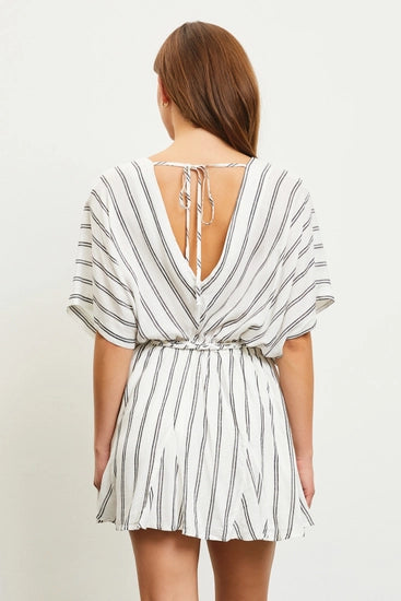 V-Neck Striped A-Line Dress