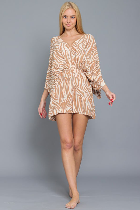 Tan Kimono Romper