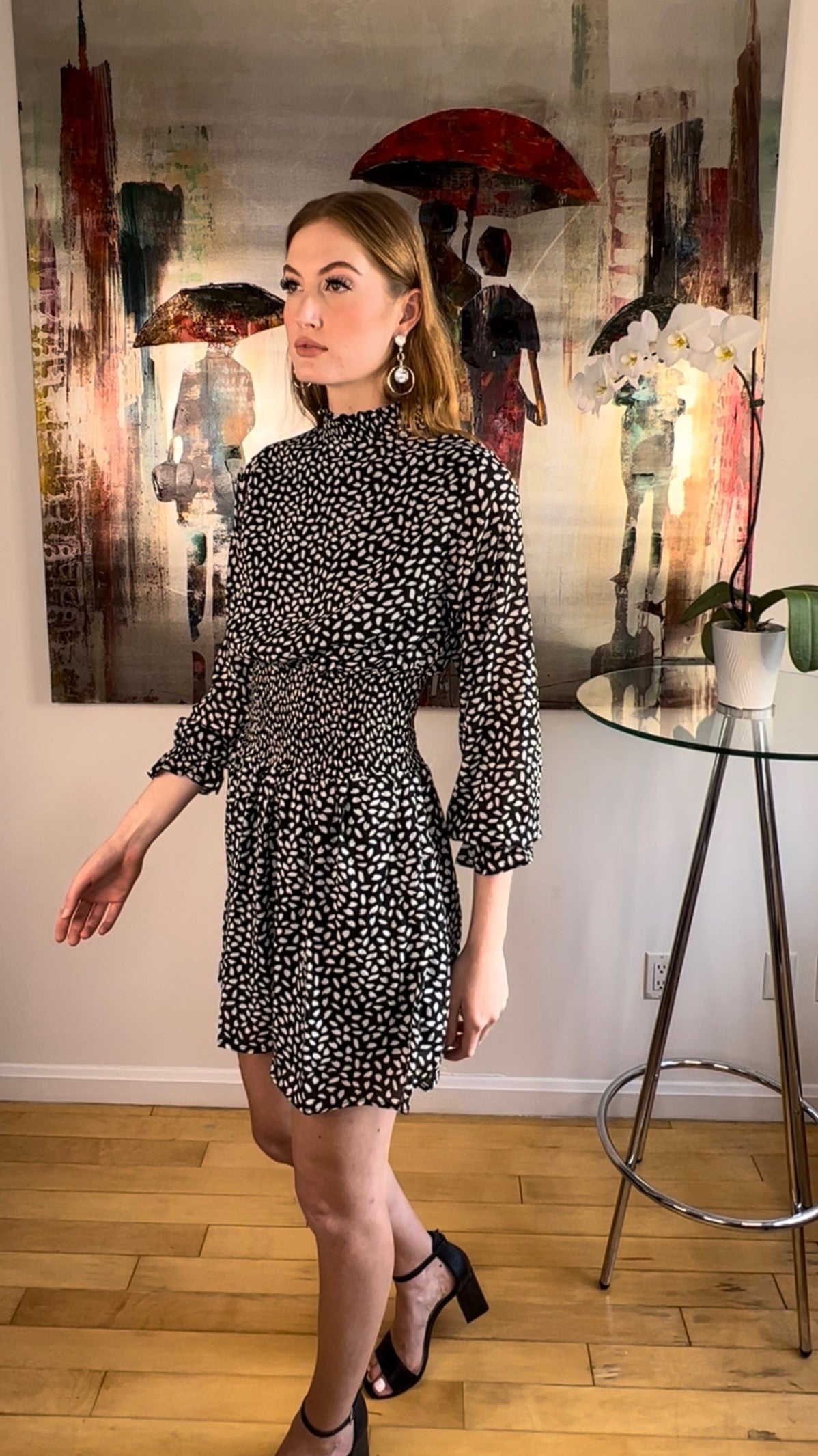 Polka Dot Mock Neck Dress